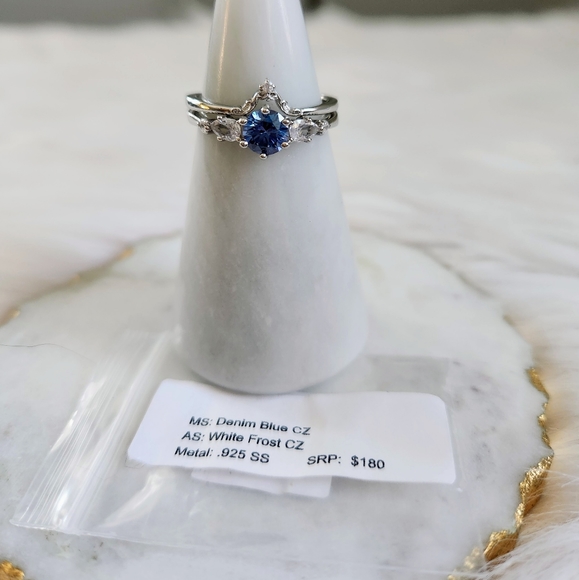 NWT Ryze Denim Blue & White Frost CZ .925 Sterling Silver Rings - Size 10 - Picture 7 of 12